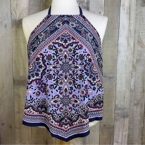 Kona Sol Size L(12-14) Bathing Suit Top With Padded Bra With Ties Multic…